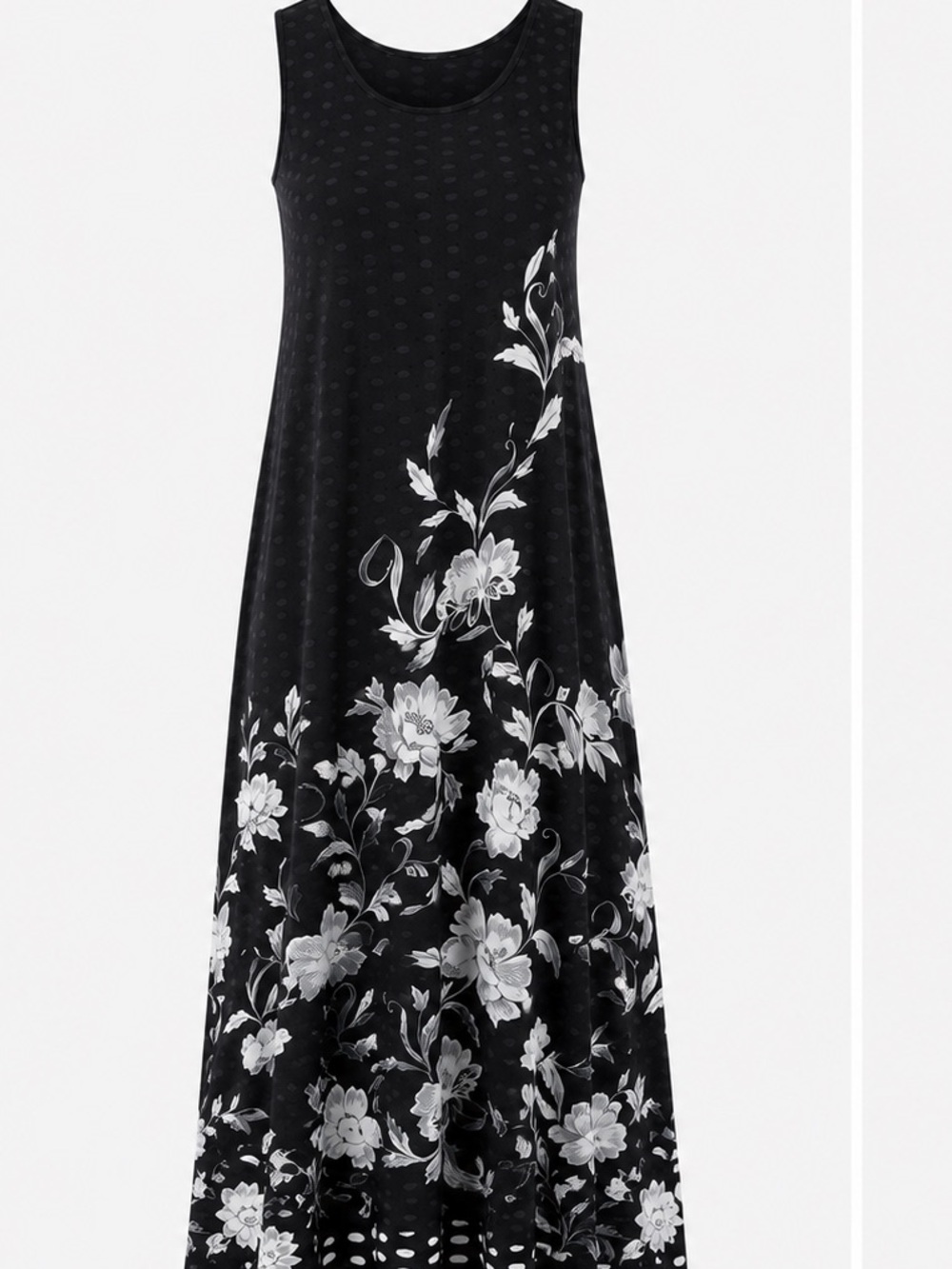 Reversible Black & White Sleeveless Maxi Dress with Matching Scarf Plus Size L